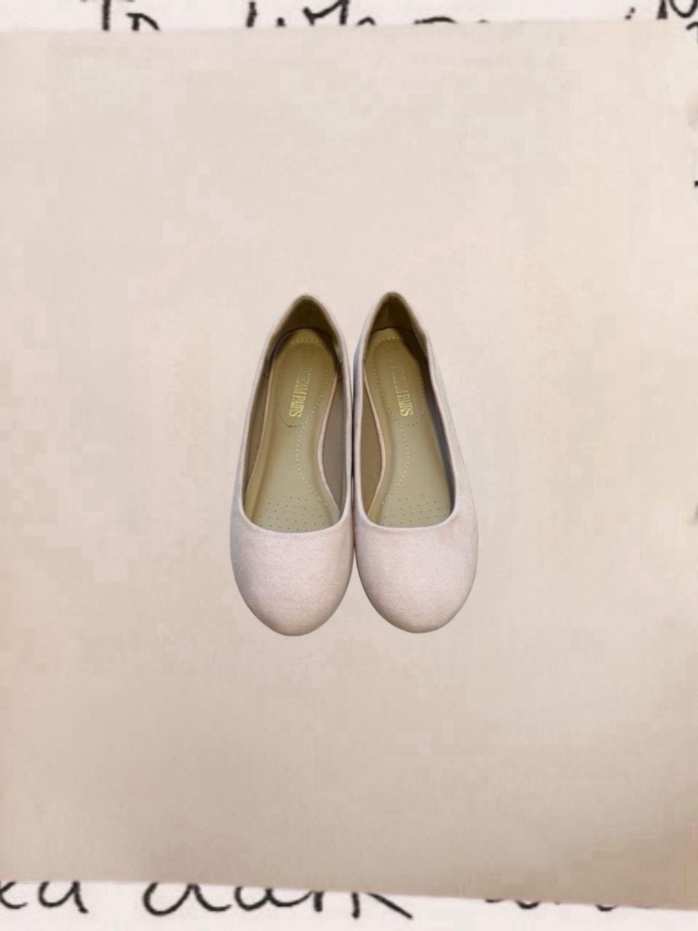light pink suede ballet flats